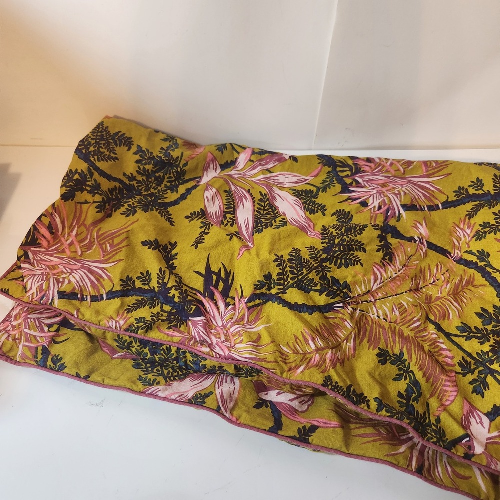 Buckingham Linens Mustard Yellow Tropical Floral Cotton Pillowcase Sham 34x18